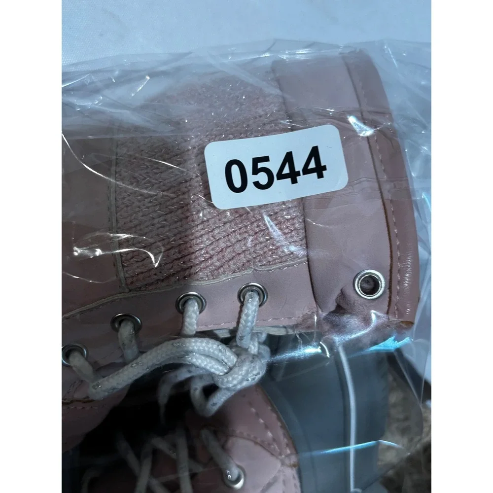 London Fog Girls Pink‎ & Gray Faux Fur Lined Winter Snow Boots Sz 8 Warm